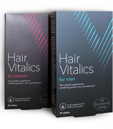 Hair Vitalics hair growth food supplements for men and women Belgravia Centre London