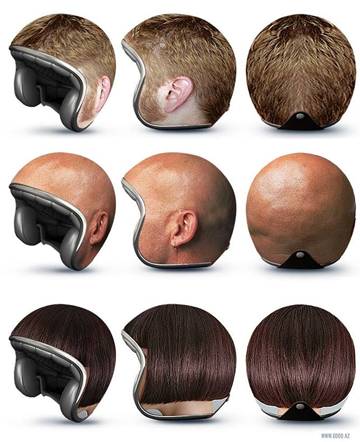 motorbike-helmets-bald-head-hair-bob