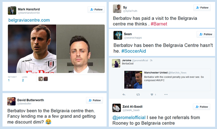 Tweets About Dimitar Berbatov and the Belgravia Centre Hair Loss Clinic - Soccer Aid
