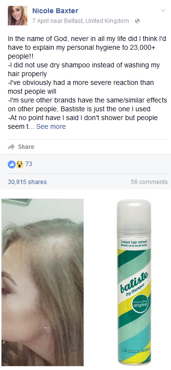 Nicole Baxter - Dry Shampoo and Hair Loss