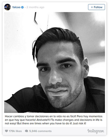 Falcao Shows off his New Haircut on Instagram