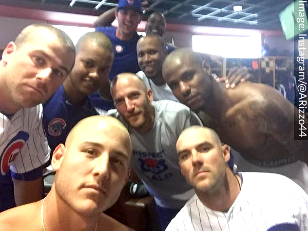 Chicago Cubs Players After Shaving Their Heads for Cancer Charity 'Respect Bald' Event