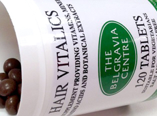 Hair Vitalics nutritional supplements for healthy hair exclusive to The Belgravia Centre