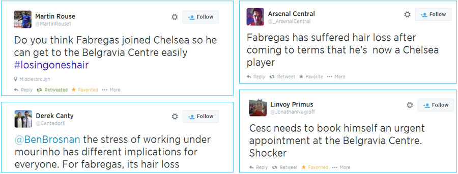 Twitter Reacts to Cesc Fabregas Hair Loss