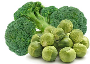 Brussel Sprouts, broccoli and other green vegetables