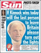 The Sun's Front Page of Neil Kinnock
